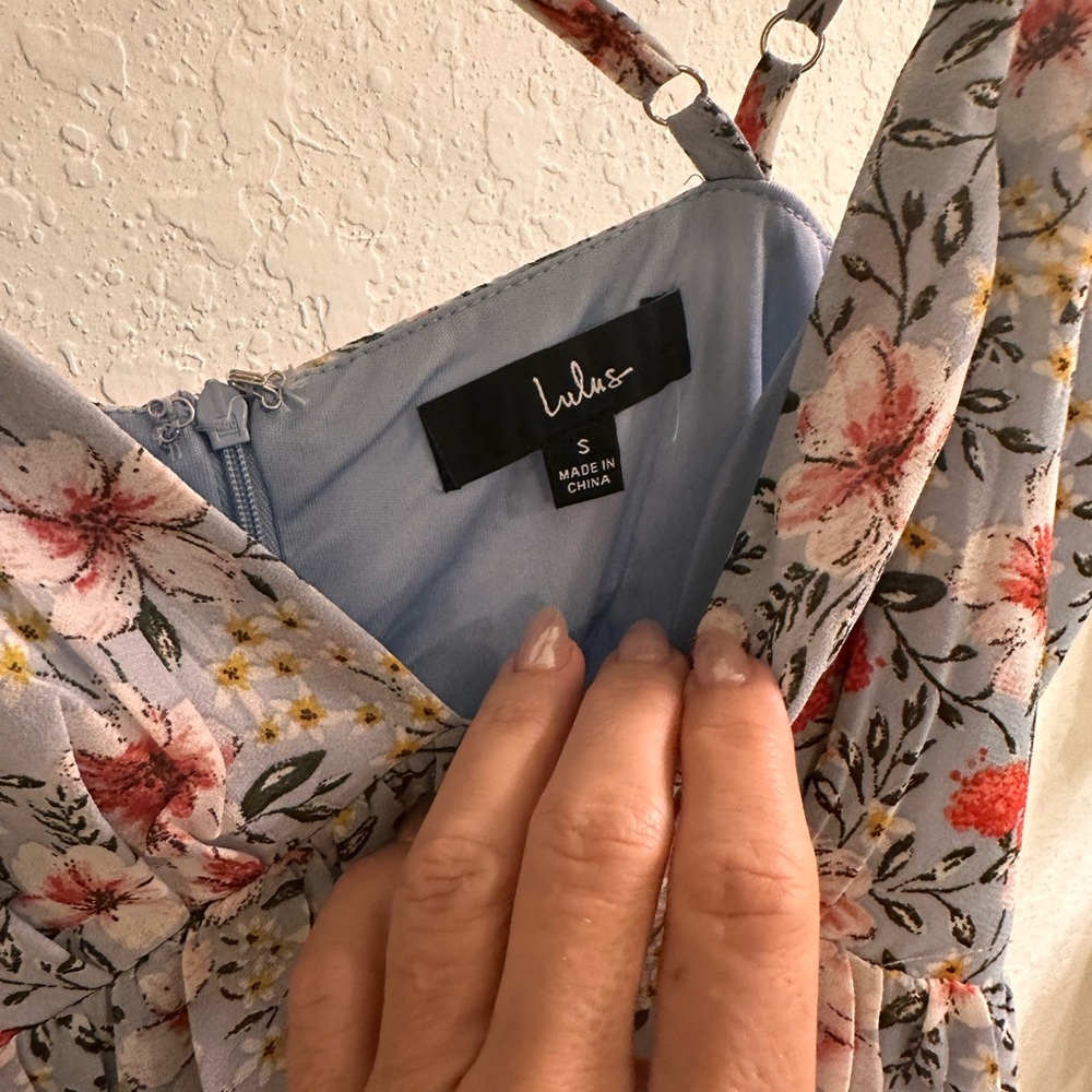 Lulu's Floral Midi Dress - Blue and Pink